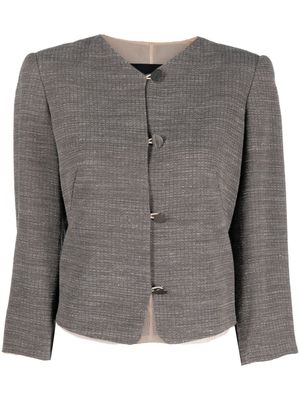 Giorgio Armani Pre-Owned veste boutonnée à design sans col (années 2000) - Marron