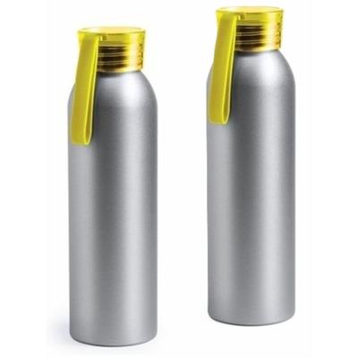 Drinkfles/waterfles - 2x - geel - aluminium - 650 ml - sportfles/sportbidon