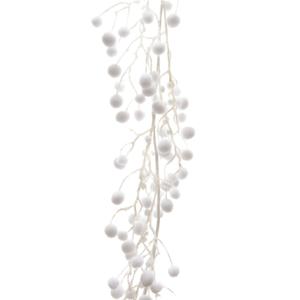 Sneeuwballen slinger - wit - glitters - 130 cm - sneeuwversiering - slingers