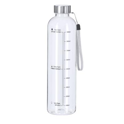 Waterfles/drinkfles - motivatiefles - transparant - met RVS dop - 1000 ml - D7 cm