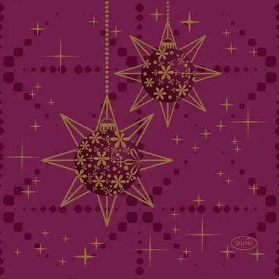 Duni 3-laags tissue servet gilded bauble 24x24cm bordeauxrood 20 stuks