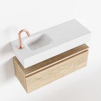 Toiletmeubel Mondiaz Andor | 80 cm | Meubelkleur Washed oak | Lex vrijhangend wastafel Talc Links | 1 kraangat