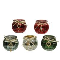 Decoris Theelichthouder glas m. strasshanger