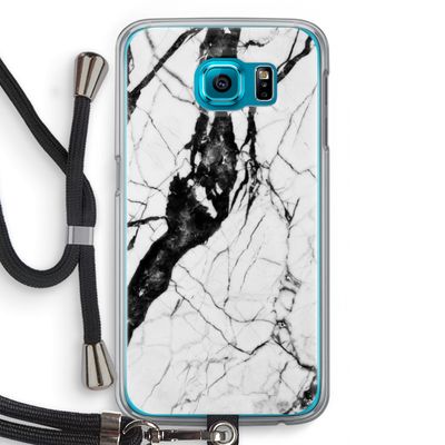 Witte marmer 2: Samsung Galaxy S6 Transparant Hoesje met koord
