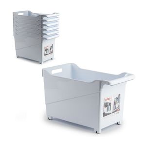 Set van 4x stuks kunststof trolleys wit op wieltjes L45 x B24 x H27 cm