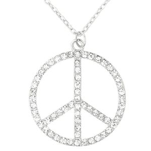 Hippie Flower Power Sixties sieraden peace teken strass ketting   -