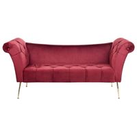 Beliani NANTILLY - Chaise longue-Rood-Fluweel