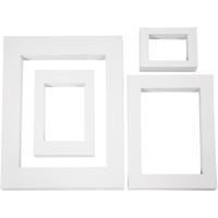 Creativ Company Passepartout lijsten, a3,a4,a5,a6, afm 13,4x18,9+19,7x27,9+28,3x36,6+39,5x49,6 cm, 500 gr, wit, 4x100 stuk/ 1 doos