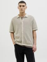 Jack & Jones Jprblaarto Knit Polo Ss Overhemd Whitecap Gray Melange