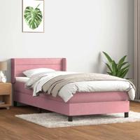 Boxspring met matras fluweel roze 90x210 cm