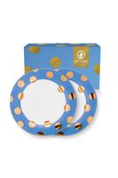 Pip Studio Set/2 Dinerborden Dot Delight Lichtblauw/Goud 26.5cm