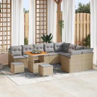 Tuinbankenset met kussen 12 pcs Beige poly rattan