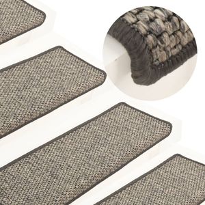 Trapmatten zelfklevend 15 st sisal-look 65x25 cm grijs en beige