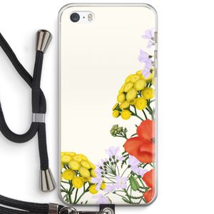 Wilde bloemen: iPhone 5 / 5S / SE Transparant Hoesje met koord