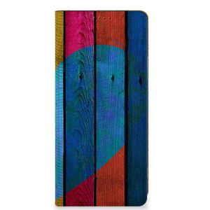 OPPO A58 4G Book Wallet Case Wood Heart - Cadeau voor je Vriend