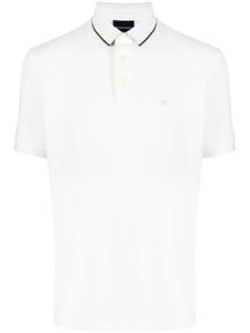 Emporio Armani polo en piqué à logo brodé - Blanc