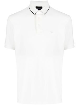 Emporio Armani polo en piqué à logo brodé - Blanc