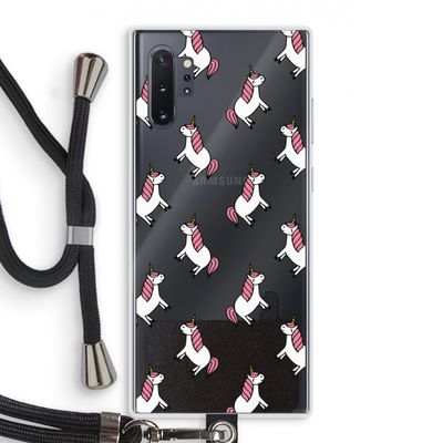 Eenhoorns overal: Samsung Galaxy Note 10 Plus Transparant Hoesje met koord