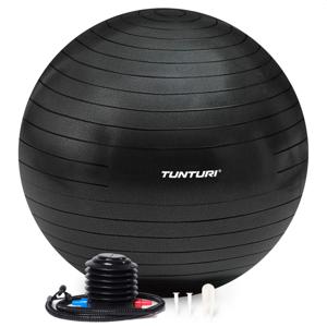 Tunturi Anti Burst Fitness bal met Pomp | Yoga bal 90 cm | 220 kg gebruikersgewicht | Incl Trainingsapp | Zwart