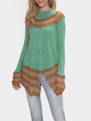 Crew Neck Shift Long Sleeve Sweater