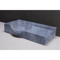 Forzalaqua Laguna wastafel 80x40x12cm Rechthoek 0 kraangaten Natuursteen Cloudy marmer gezoet 100363