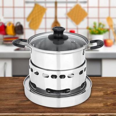 Draagbare buiten RVS Wick Alcohol kachel één kleine Pot Set formaat: 14cm