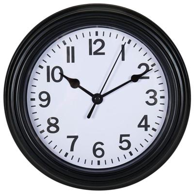 Ostaria Wandklok/muur klok - D22 cm - kunststof - zwart - keuken/kamer