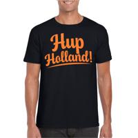 Verkleed T-shirt voor heren - hup holland - zwart - EK/WK voetbal supporter - Nederland - thumbnail