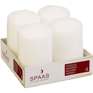 4x Witte woondecoratie kaarsen 5 x 8 cm 12 branduren