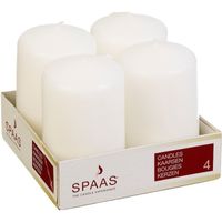 4x Witte woondecoratie kaarsen 5 x 8 cm 12 branduren