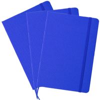 Set van 5x stuks luxe schriftjes/notitieboekjes blauw met elastiek A5 formaat