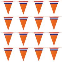 Bellatio Decorations - Oranje Holland vlaggenlijnen - 4x stuks van 10 meter