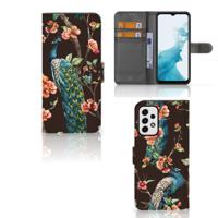 Samsung Galaxy A23 | Telefoonhoesje | Met pasjeshouder | Pauw met Bloemen