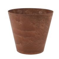 Plantenpot/bloempot in een natuursteen look Dia 32 cm en Hoogte 29 cm dark terra cotta