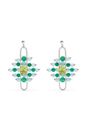ZEEMOU ZENG boucles d'oreilles Impressionists Dangle en or blanc 18ct pavées de diamants - Bleu