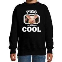 Dieren varken sweater zwart kinderen - pigs are cool trui jongens en meisjes - thumbnail