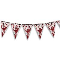 Halloween/horror thema vlaggenlijn - bloederige hand - kunststof - 400 cm - vlaggetjes versiering - thumbnail