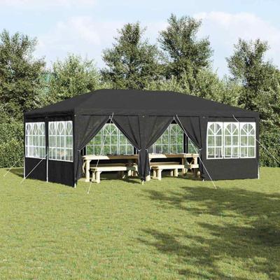 Partytent met 10 zijwanden grijs 6x4 m PE