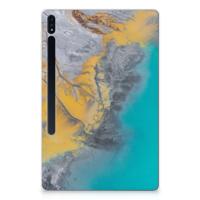 Samsung Galaxy Tab S7 Plus | S8 Plus Tablet Back Cover Marble Blue Gold Samsung Galaxy Tab S7 Plus | S8 Plus Tablet Back Cover Marble Blue Gold