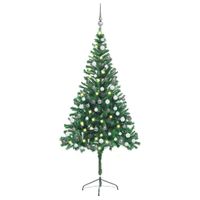 VidaXL Kunstkerstboom met verlichting en kerstballen 546 takken 180 cm