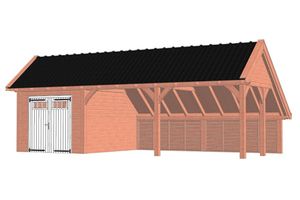 Trendhout Kapschuur De Hoeve XL 926x440 cm - Combinatie 1- Kapschuurdak- Onbehandeld lariks Douglas hout- Trendhout