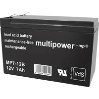 multipower MP7-12B Loodaccu 12 V 7 Ah Loodvlies (AGM) (b x h x d) 65 x 102 x 151 mm Kabelschoen 6.35 mm Onderhoudsvrij, Geringe zelfontlading, VDS-certificering
