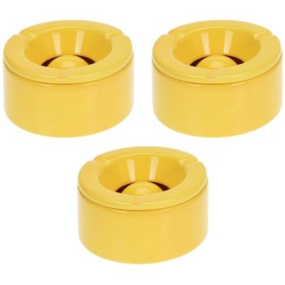 Set van 3x stuks gele storm/terras asbakken van 12 cm