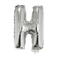 Opblaasbare letter ballons zilver 41 cm
