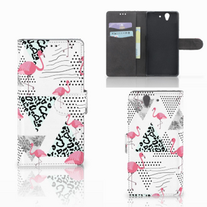 Sony Xperia Z Telefoonhoesje met Pasjes Flamingo Triangle