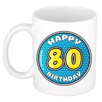 Bellatio Decorations Verjaardag cadeau mok - 80 jaar - blauw - 300 ml - keramiek - feest mokken - thumbnail