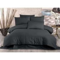 Beddengoedset - 1 dekbedovertrek 220x240 cm + 2 kussenslopen 60x60 cm - 70% polyester, 30% katoen - Antraciet