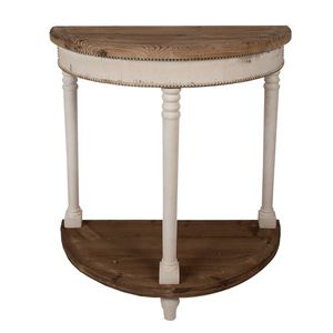 Clayre & Eef Sidetable 83x40x87 cm Beige Bruin Hout Halfrond Wandtafel Beige Wandtafel