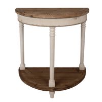 Clayre & Eef Sidetable 83x40x87 cm Beige Bruin Hout Halfrond Wandtafel Beige Wandtafel - thumbnail