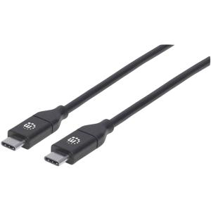 Manhattan USB-kabel USB 2.0 USB-C stekker, USB-C stekker 2.00 m Zwart 355247